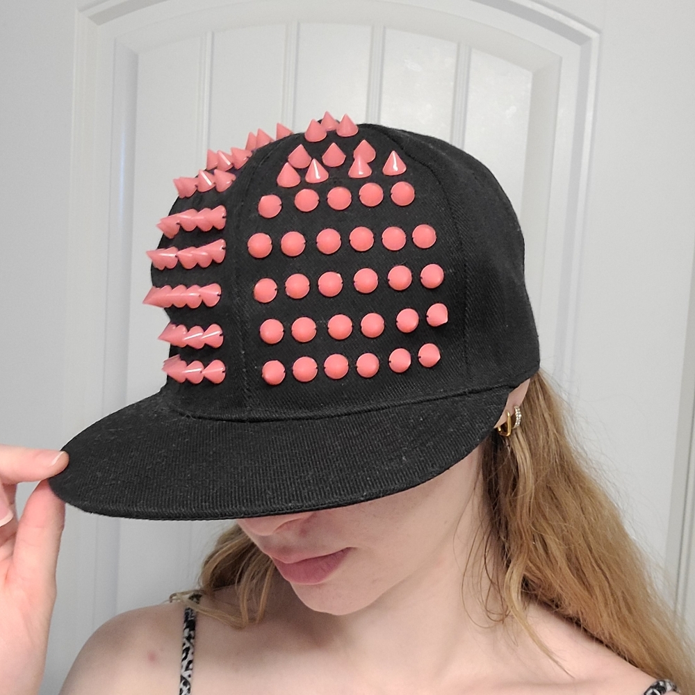 Black and Pink Spikes Hat